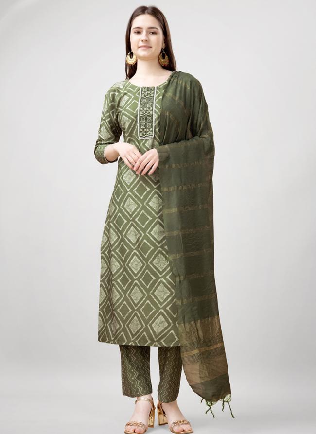 Rayon Green Festival Wear Printed Readymade Straight Suit